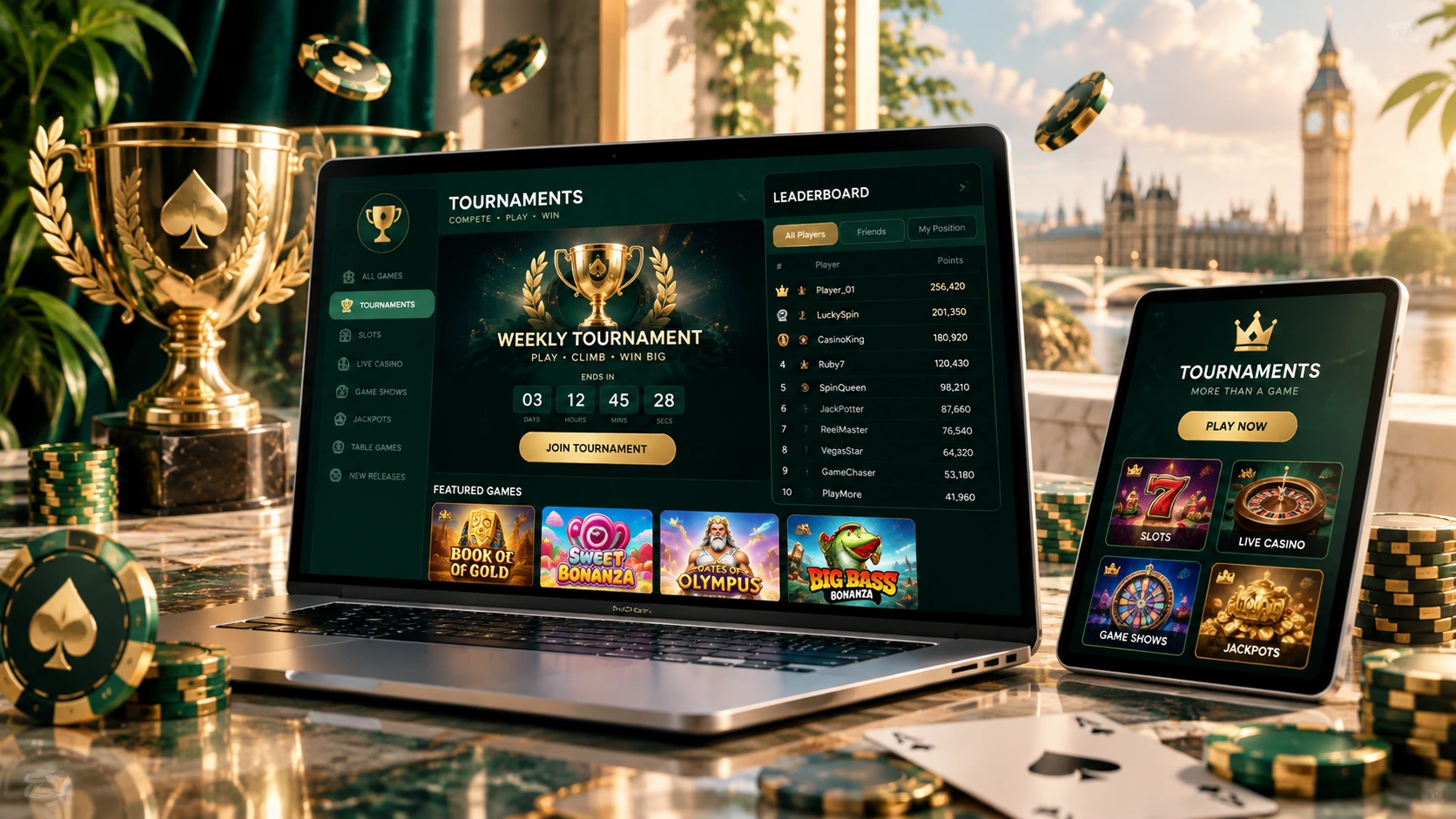 Casino tournament leaderboard at Aspers Casino
